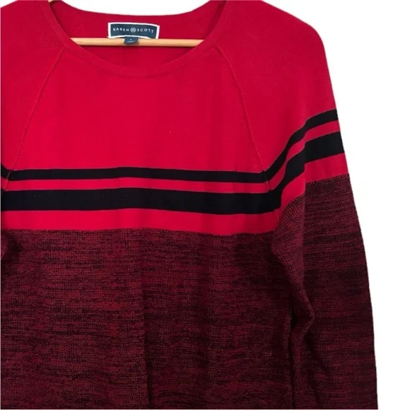 NWT Karen Scott Cotton Colorblocked Sweater - Picture 2 of 4